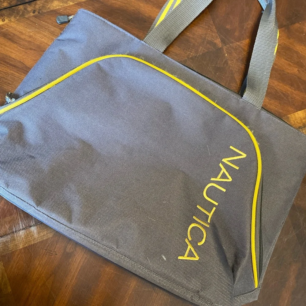 Nautica Gray and Yellow Laptop Tote Bag